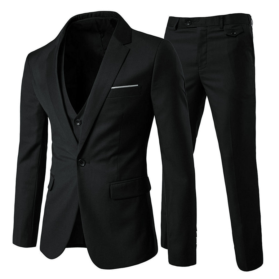 3 Pieces Men Wedding Suits Groom Slim Fit Party Solid Color Business Suit Streetwear Spring Jacket and Vest and Pants Image 1