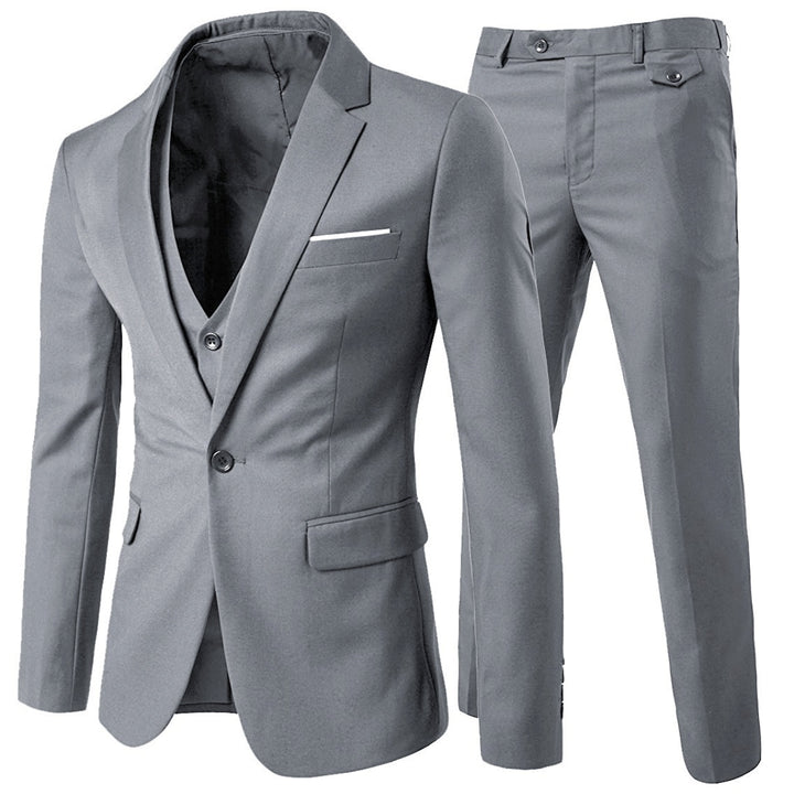 3 Pieces Men Wedding Suits Groom Slim Fit Party Solid Color Business Suit Streetwear Spring Jacket and Vest and Pants Image 3