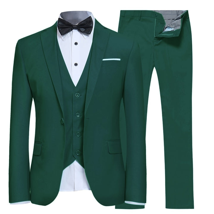 3 Pieces Men Wedding Suits Groom Slim Fit Party Solid Color Business Suit Streetwear Spring Jacket and Vest and Pants Image 1