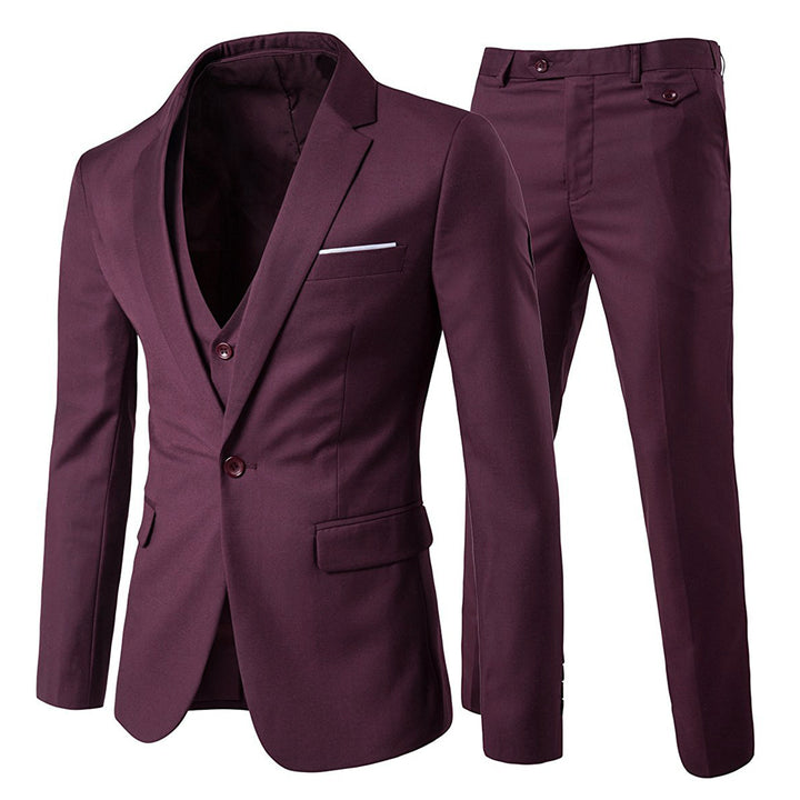 3 Pieces Men Wedding Suits Groom Slim Fit Party Solid Color Business Suit Streetwear Spring Jacket and Vest and Pants Image 1