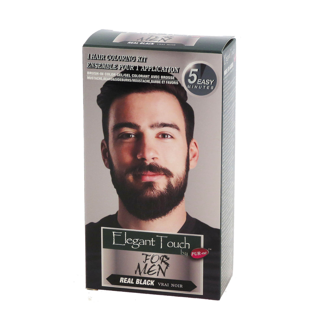 Mustache and Beard Color Kit for Men Real Black Elegant Touch by PUR-est Image 1