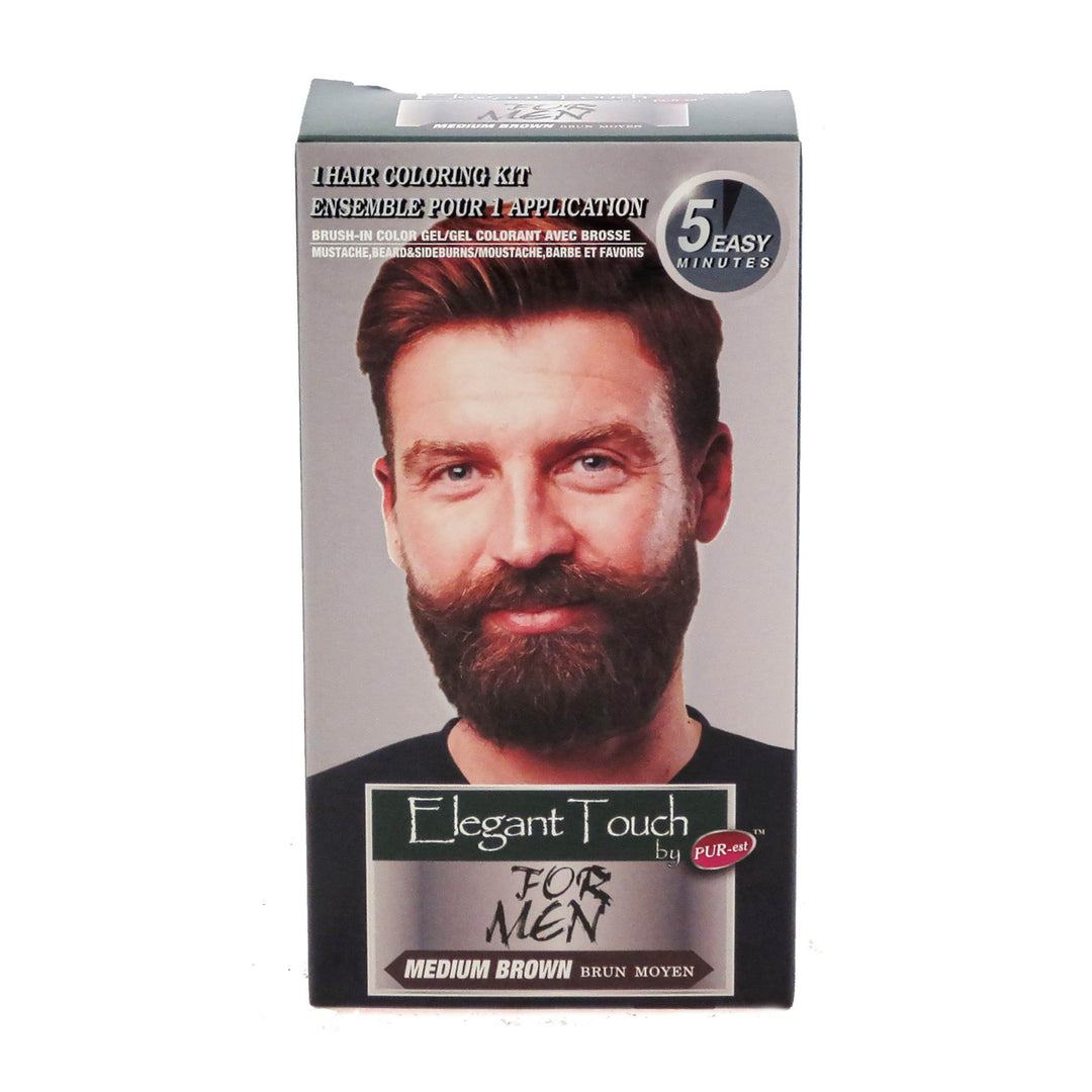 Mustache and Beard Color Kit for Men Medium Brown Elegant Touch by PUR-est Image 1