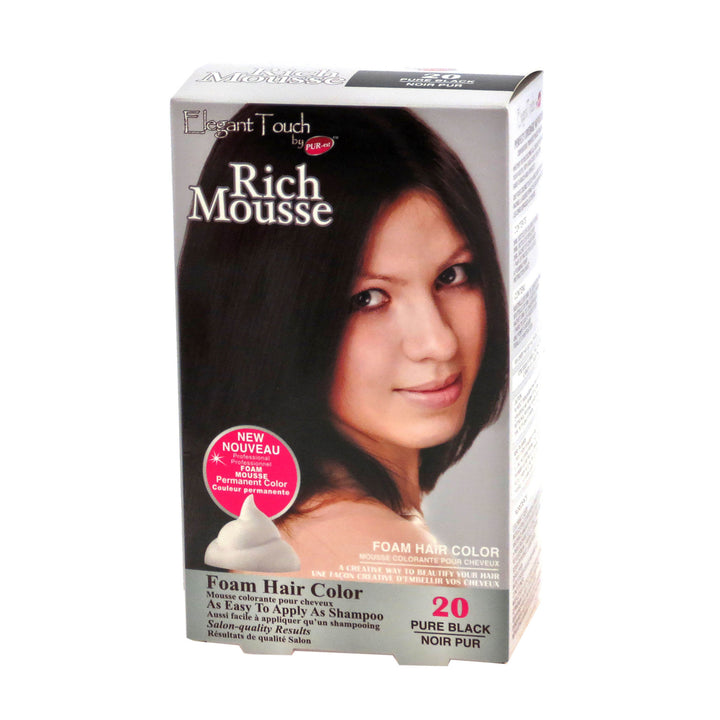 Foam Hair Color Rich Mousse Pure Black 20 Elegant Touch by PUR-est Image 1