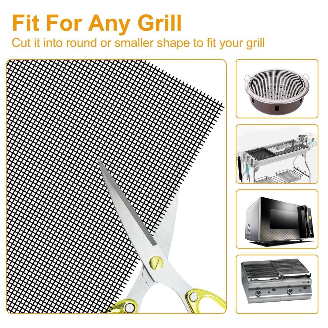 BBQ Grill Mat Non-Stick Reusable Mesh Cooking Liner 33x40cm Black Beige Image 4