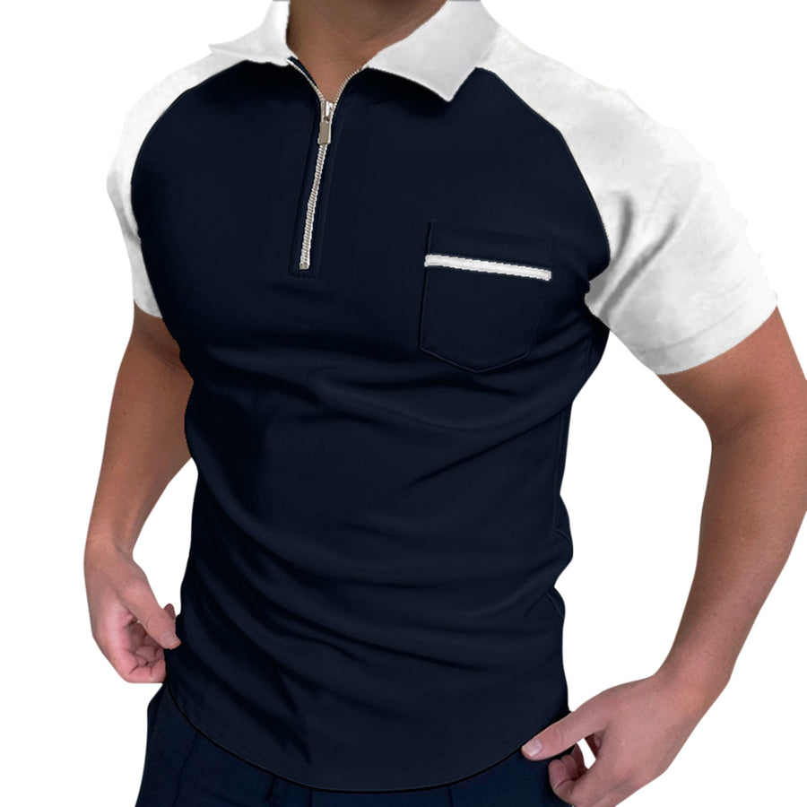 Men Polo Shirt Business Casual Summer Short Sleeve Shirts Lapel Patchwork Polo T Shirt For Men Image 1