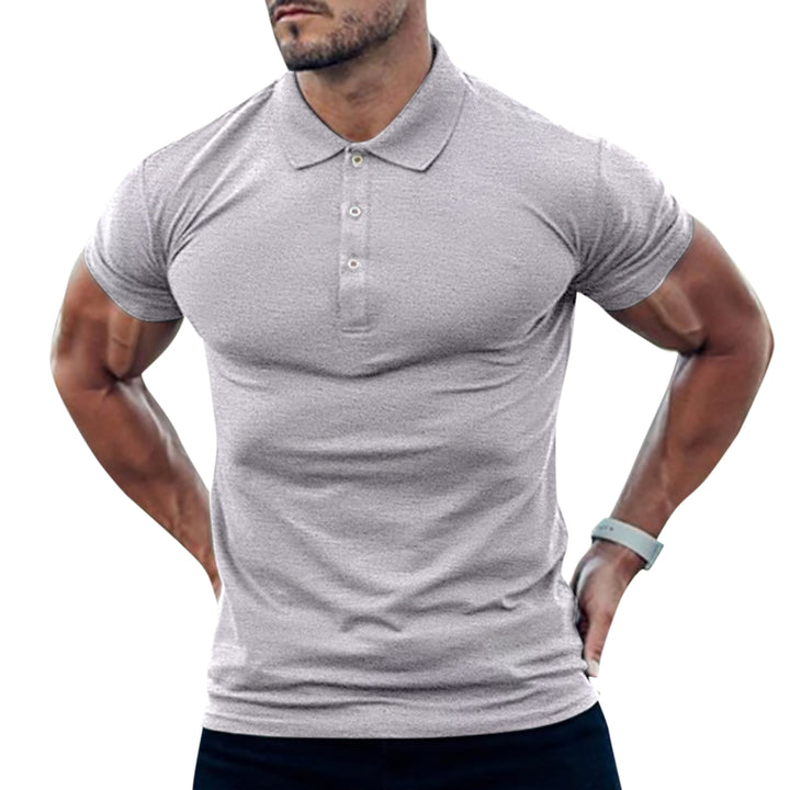 Men Polo Shirt Short Sleeve Summer Business T Shirt Breathable Solid Color Turn Down Collar Tops Image 3