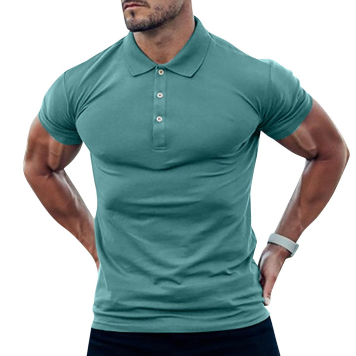 Men Polo Shirt Short Sleeve Summer Business T Shirt Breathable Solid Color Turn Down Collar Tops Image 4