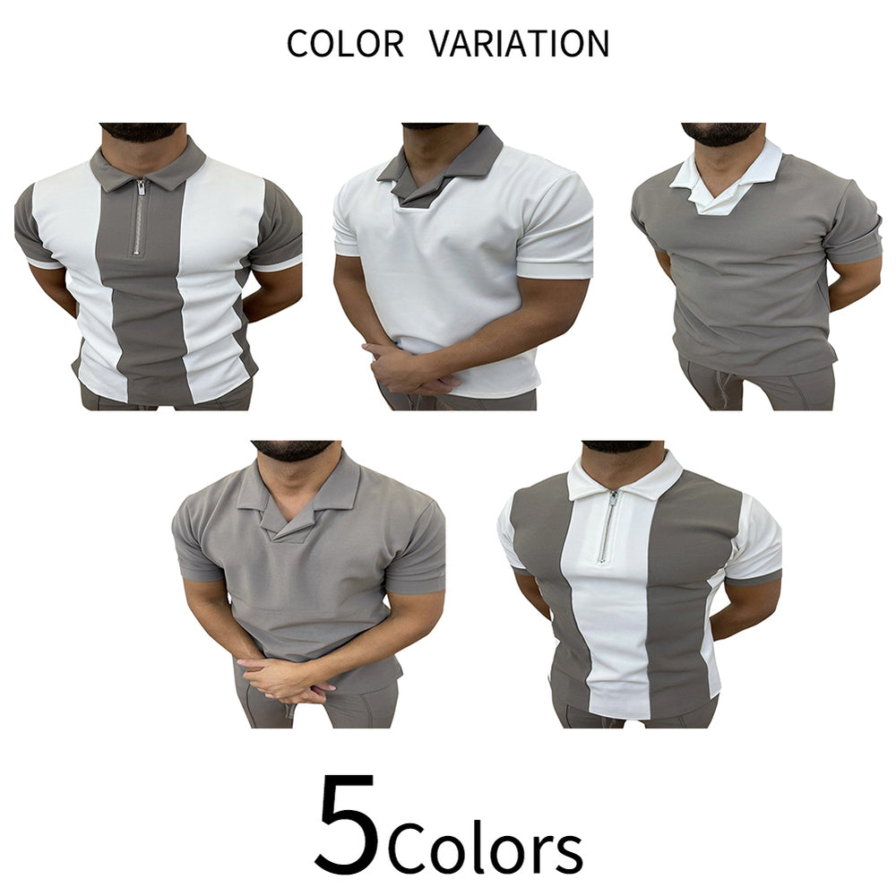 Men Polo Shirt Summer Short Sleeve Business Casual Breathable Streetwear Fashion Patchwork Polo T Shirt Men Image 2