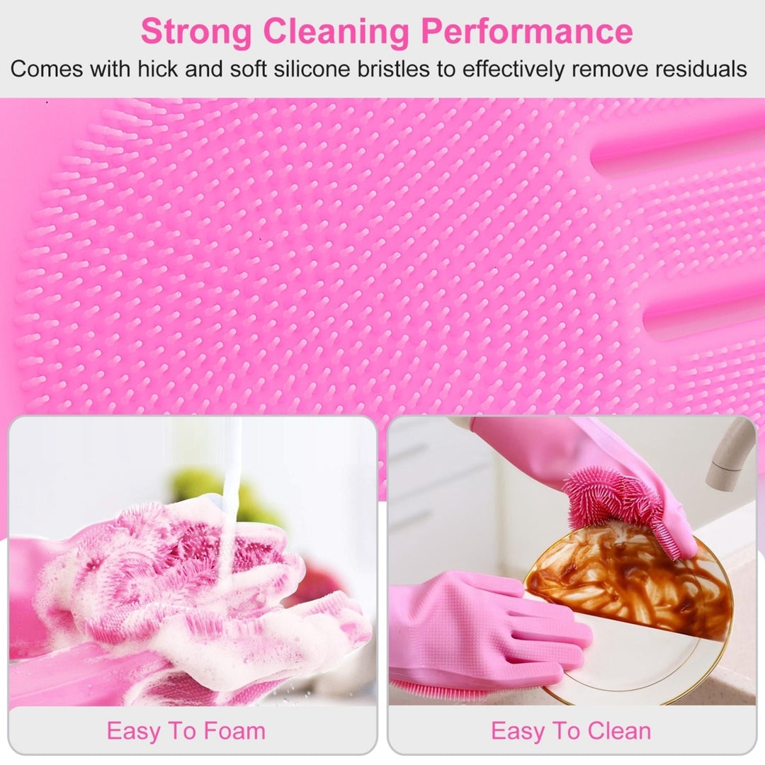 Magic Silicone Cleaning Gloves Pet Scrubber Heat Resistant 1 Pair Pink Blue Gray Image 3