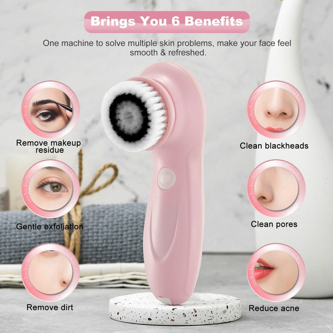Facial Cleansing Brush IPX6 Waterproof 2 Speeds Face Brush with 3 Brush Heads USB Rechargeable for Deep Cleansing Gentle Image 1