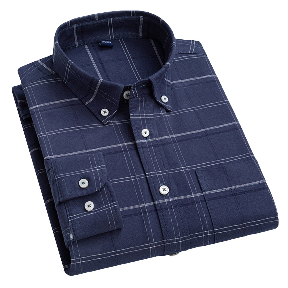 Men Top Vintage Plaid Dress Shirt Long Sleeve Turn Down Collar Slim Fit Fashion Button Down Business Casual Shirts Image 2