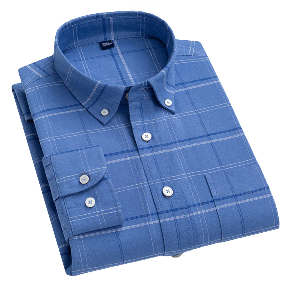 Men Top Vintage Plaid Dress Shirt Long Sleeve Turn Down Collar Slim Fit Fashion Button Down Business Casual Shirts Image 4