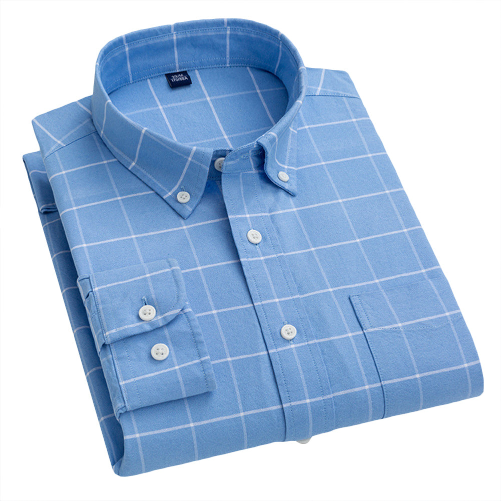Men Top Vintage Plaid Dress Shirt Long Sleeve Turn Down Collar Slim Fit Fashion Button Down Business Casual Shirts Image 1
