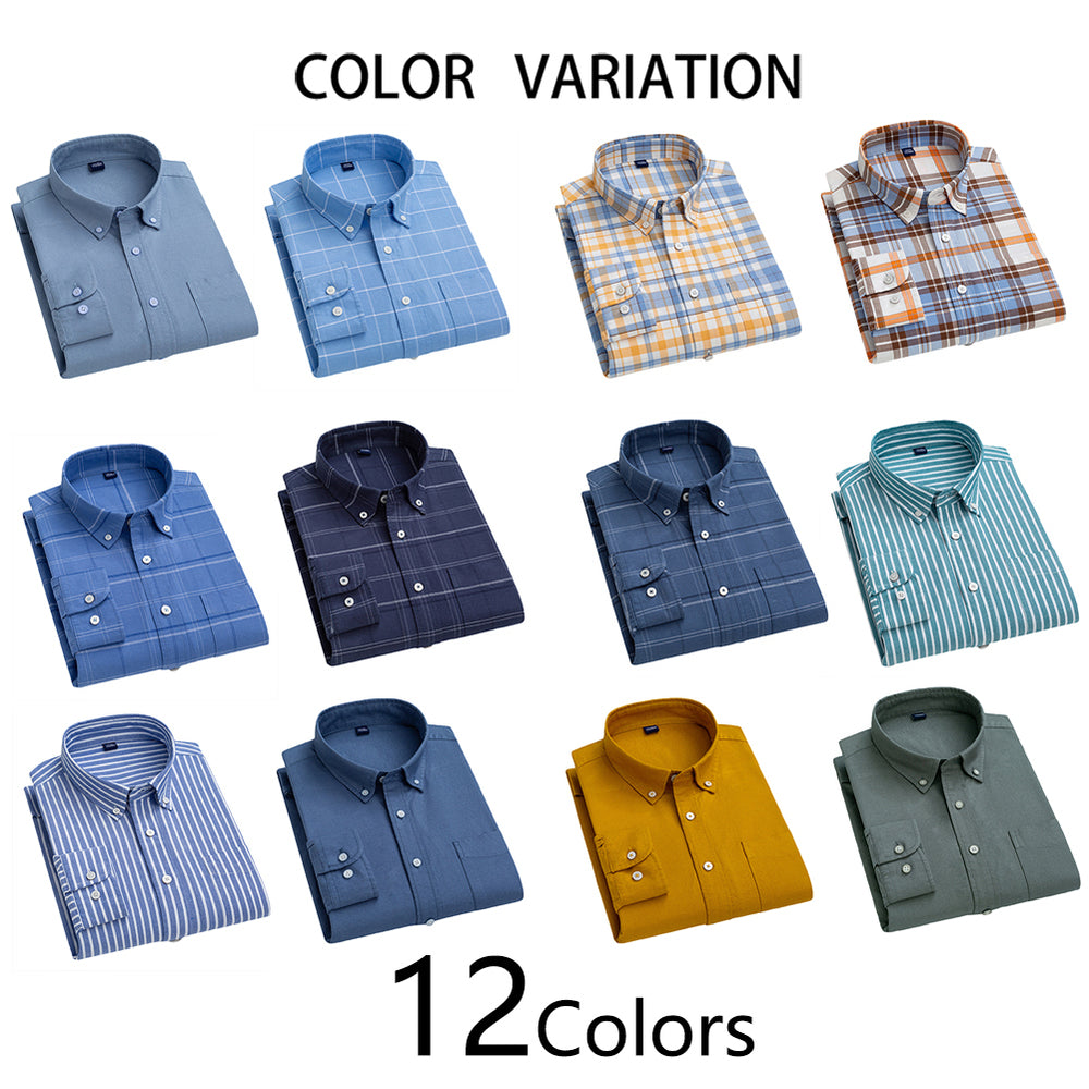 Dress Shirt Men luxury Long Sleeve Spring Solid Color and Striped Slim Fit Formal Office Wear Button Up Shirt Image 2