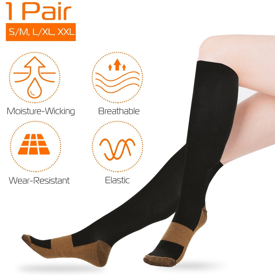 Unisex Copper Compression Socks Women Man Durable Hose Graduated Support Socks Image 1