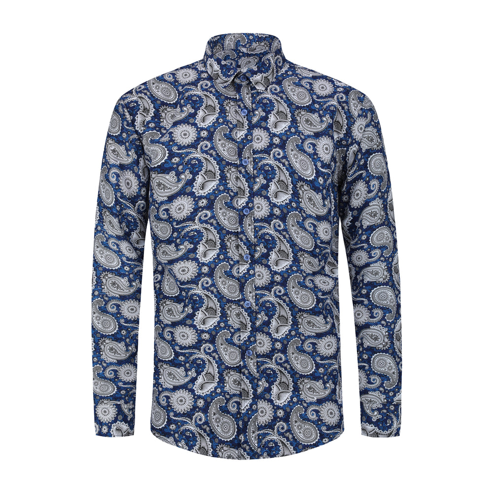 Men Shirt Casual Long Sleeve Printing Slim Fit Lapel Autumn Fahsion Blouse Leisure Streetwear Top Image 2