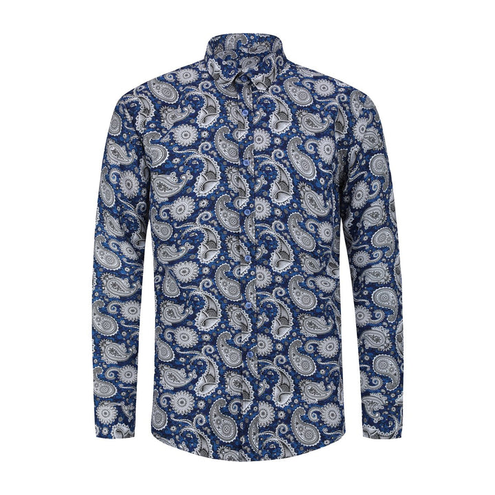 Men Shirt Casual Long Sleeve Printing Slim Fit Lapel Autumn Fahsion Blouse Leisure Streetwear Top Image 1