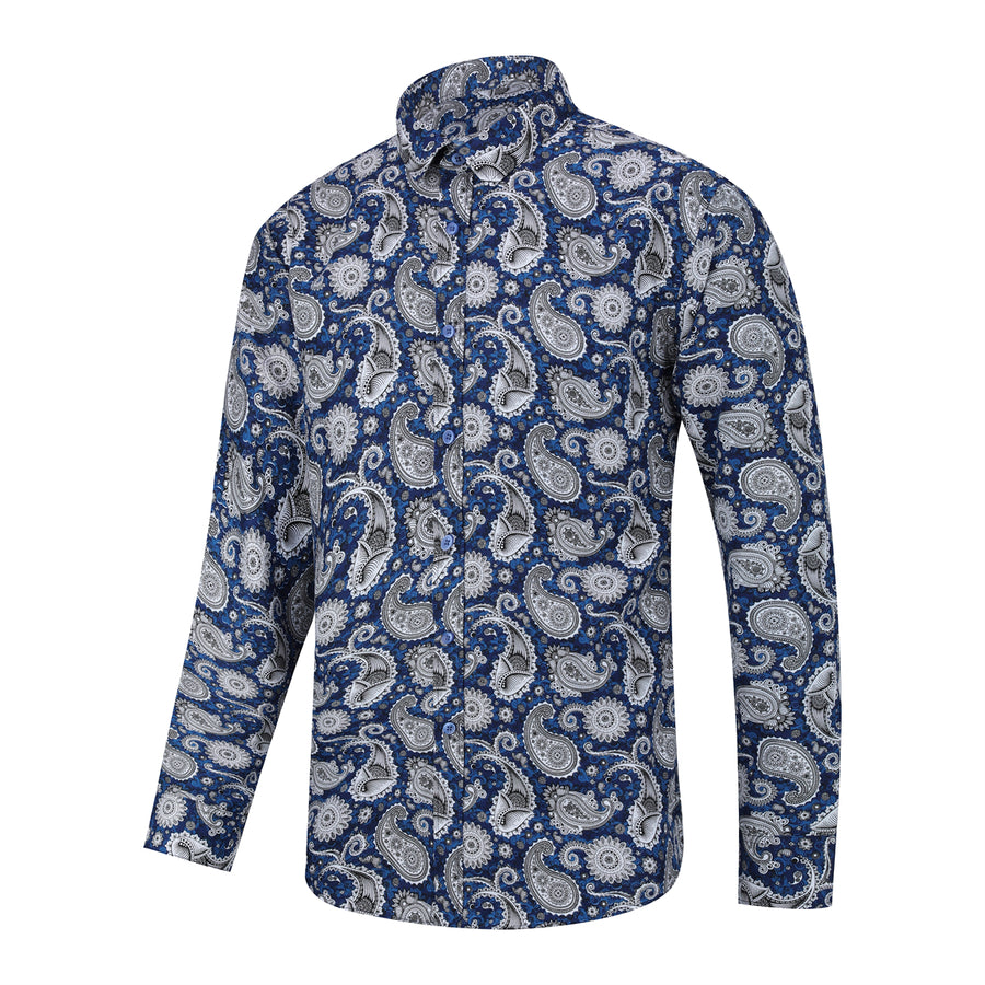 Men Shirt Casual Long Sleeve Printing Slim Fit Lapel Autumn Fahsion Blouse Leisure Streetwear Top Image 1