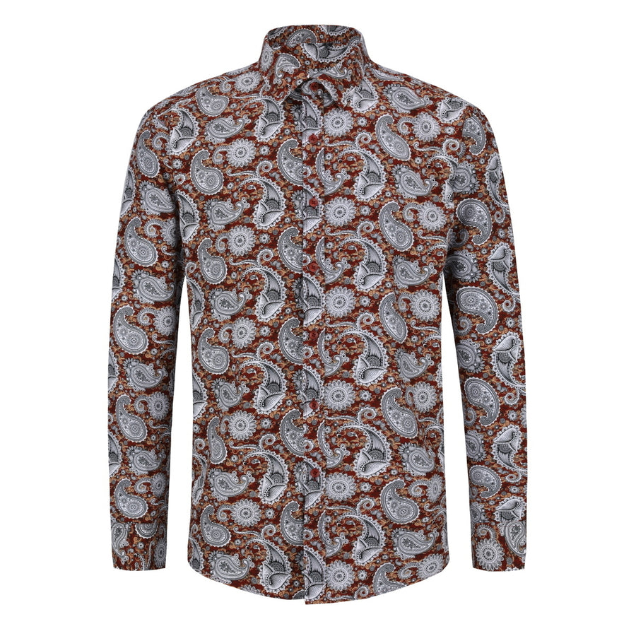 Print Long Sleeve Shirt Men Casual Blouse Spring Button Down Hawaiian Shirts Fashion Streetwear Image 1