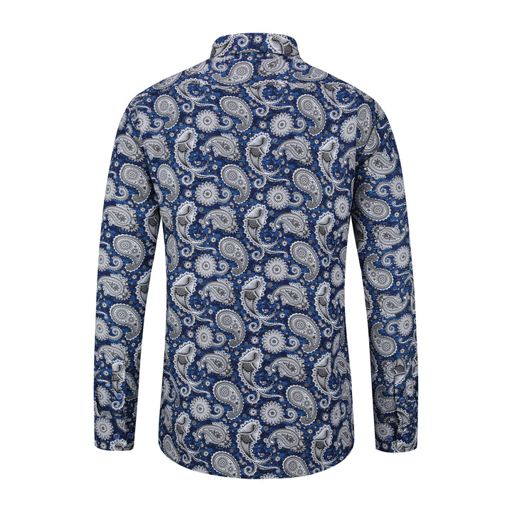 Men Shirt Casual Long Sleeve Printing Slim Fit Lapel Autumn Fahsion Blouse Leisure Streetwear Top Image 3