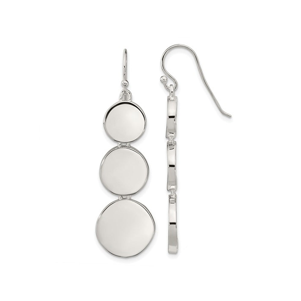 Sterling Silver Polished Tapered Disc Dangle Earrings Image 1