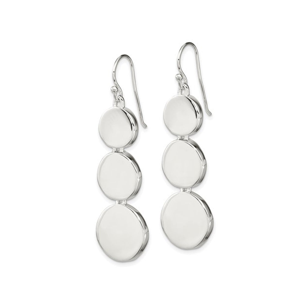 Sterling Silver Polished Tapered Disc Dangle Earrings Image 2