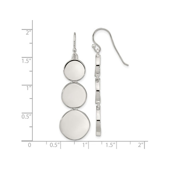 Sterling Silver Polished Tapered Disc Dangle Earrings Image 4