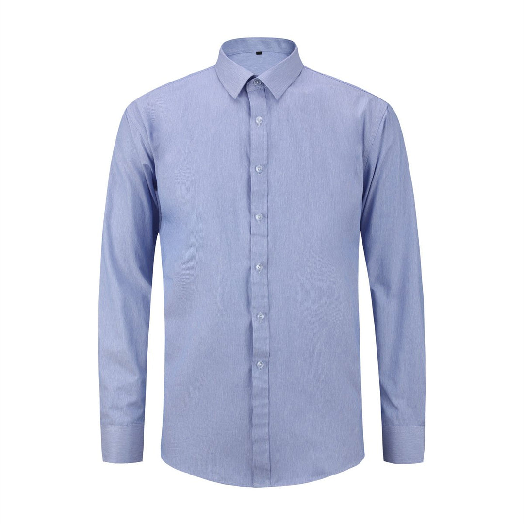 Dress Shirt Men Solid Color Slim Fit Spring Autumn Social Business Shirt Turn Down Collar Long Sleeve Top Work Wear Image 1