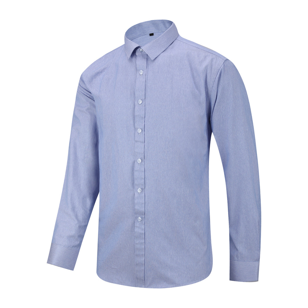 Dress Shirt Men Solid Color Slim Fit Spring Autumn Social Business Shirt Turn Down Collar Long Sleeve Top Work Wear Image 4