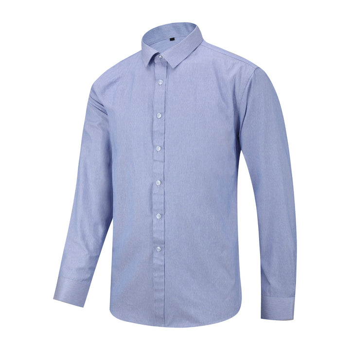 Dress Shirt Men Solid Color Slim Fit Spring Autumn Social Business Shirt Turn Down Collar Long Sleeve Top Work Wear Image 4