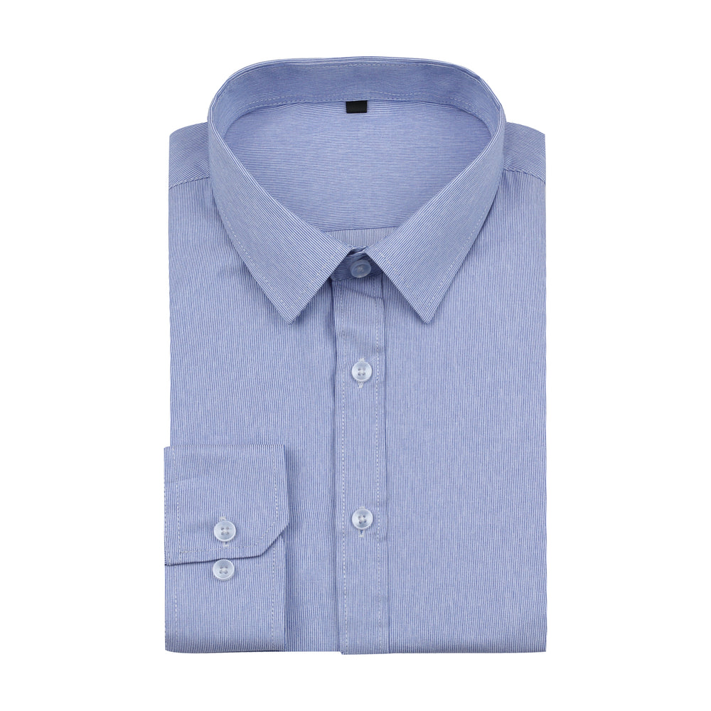 Dress Shirt Men Solid Color Slim Fit Spring Autumn Social Business Shirt Turn Down Collar Long Sleeve Top Work Wear Image 2