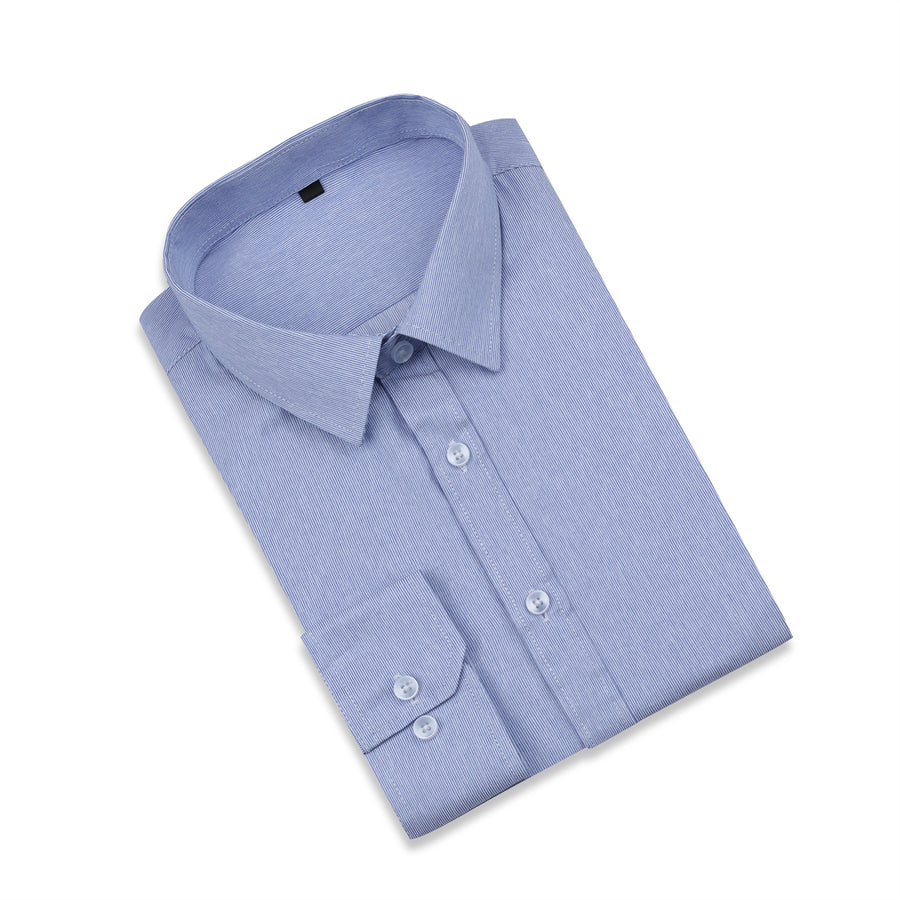 Dress Shirt Men Solid Color Slim Fit Spring Autumn Social Business Shirt Turn Down Collar Long Sleeve Top Work Wear Image 1