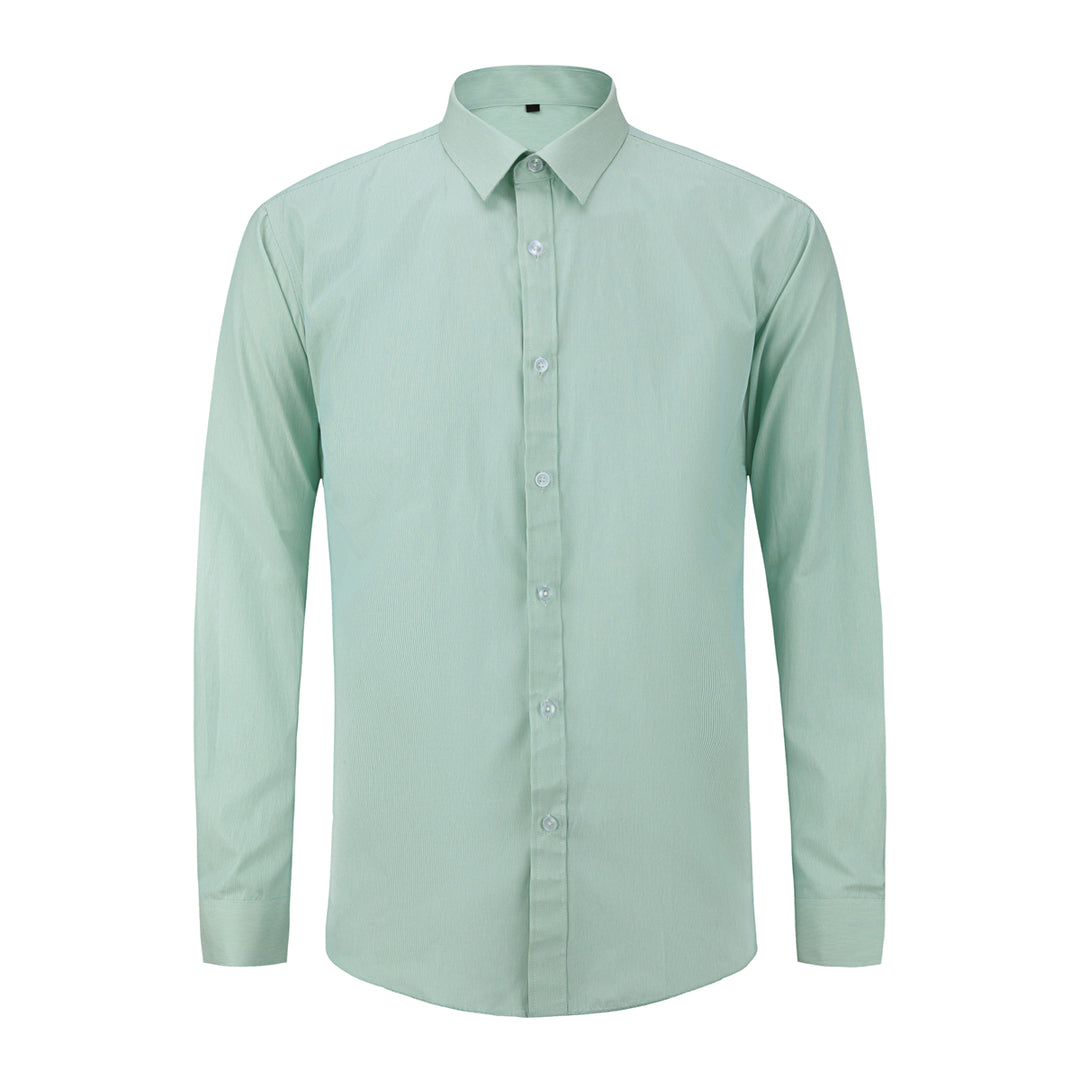 Spring Autumn Long Sleeve Shirt Men Fashion Solid Color Lapel Slim Fit Business Casual Top Elegant Work Wear Image 3