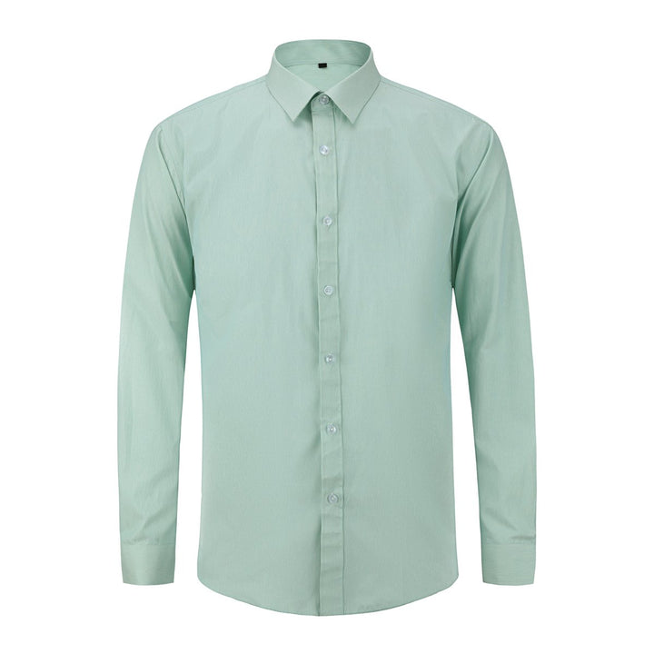 Spring Autumn Long Sleeve Shirt Men Fashion Solid Color Lapel Slim Fit Business Casual Top Elegant Work Wear Image 1