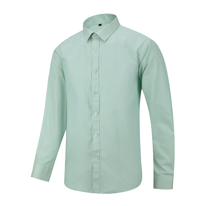 Spring Autumn Long Sleeve Shirt Men Fashion Solid Color Lapel Slim Fit Business Casual Top Elegant Work Wear Image 4