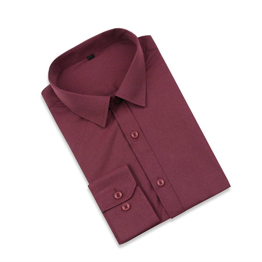 Men Shirt Slim Fit Long Sleeve Vintage Solid Color Dress Shirt Red Business Casual Spring Autumn Tops Image 1
