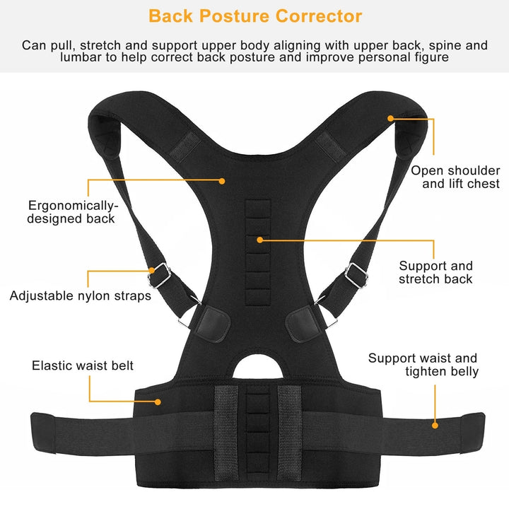 Unisex Posture Corrector Support Magnetic Lumbar Back Posture Support Belt Adjustable Upper Back Braces Image 3