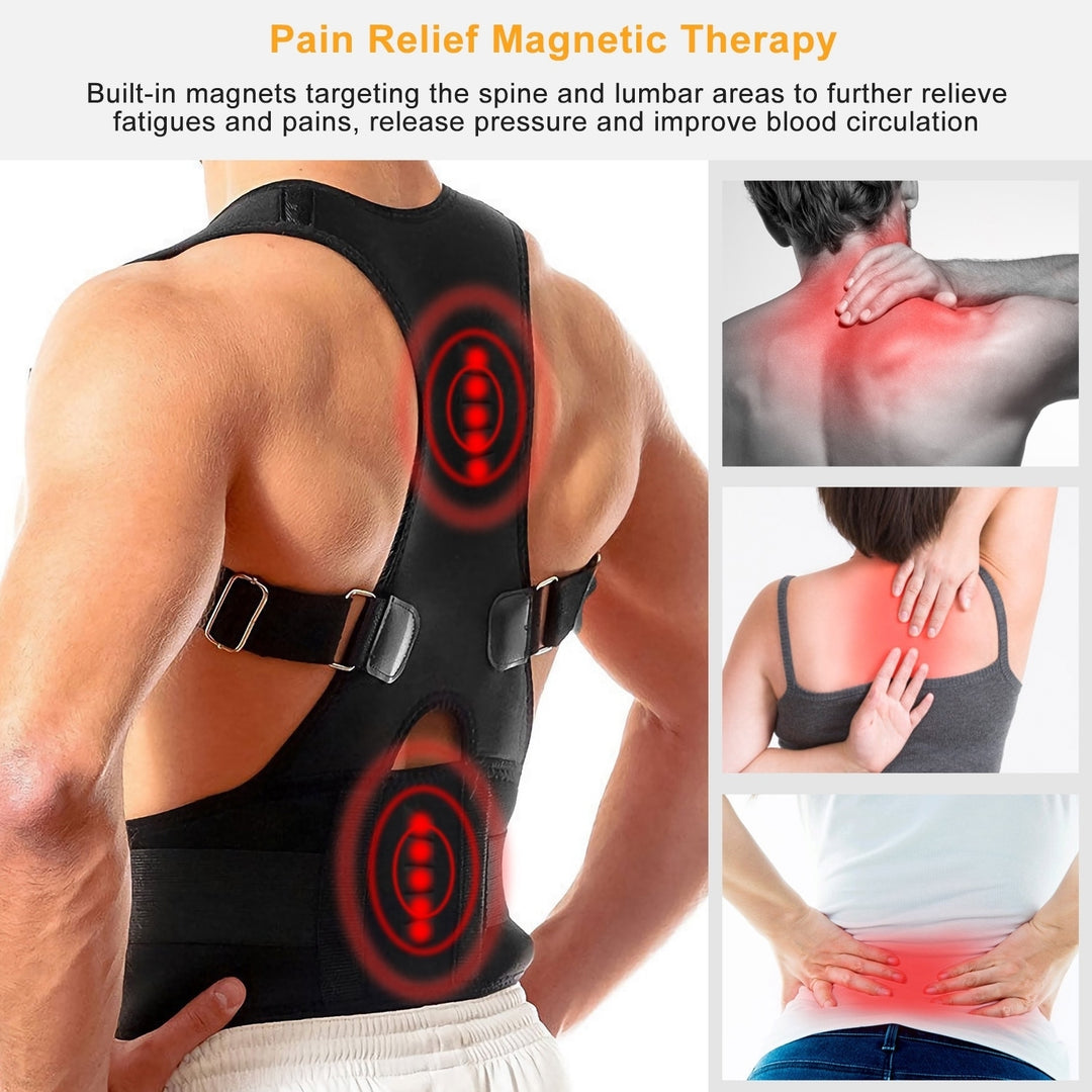 Unisex Posture Corrector Support Magnetic Lumbar Back Posture Support Belt Adjustable Upper Back Braces Image 4