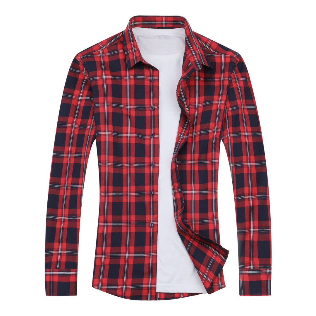 Men Casual Shirt Long Sleeve Regular Fit Retro Shirt Vintage Plaid Lapel Streetwear Spring Autumn Blouse Image 1