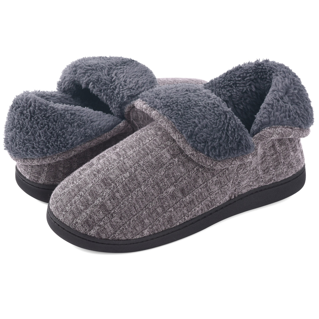 Mens Memory Foam Fuzzy Slippers Boots Indoor Outdoor Warm Comfort Non-Slip TPR Image 4