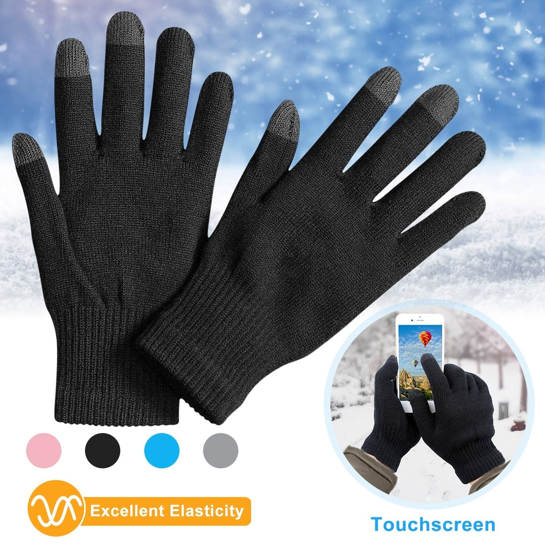 Unisex Winter Knit Gloves Touchscreen Outdoor Windproof Cycling Skiing Warm Gloves Image 1