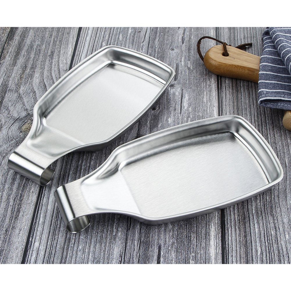 Stainless Steel Spoon Holder Household Kitchen Thickened Multifunctional Storage Plate Soup Ladle Holder Rice Spoon Image 3