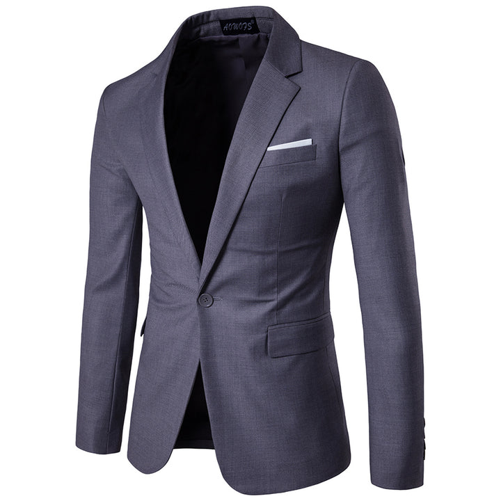 Men Blazer Jacket Slim Fit Men Coat Solid Color Single Button Spring Autumn Business Wedding Party Outerwear Image 2
