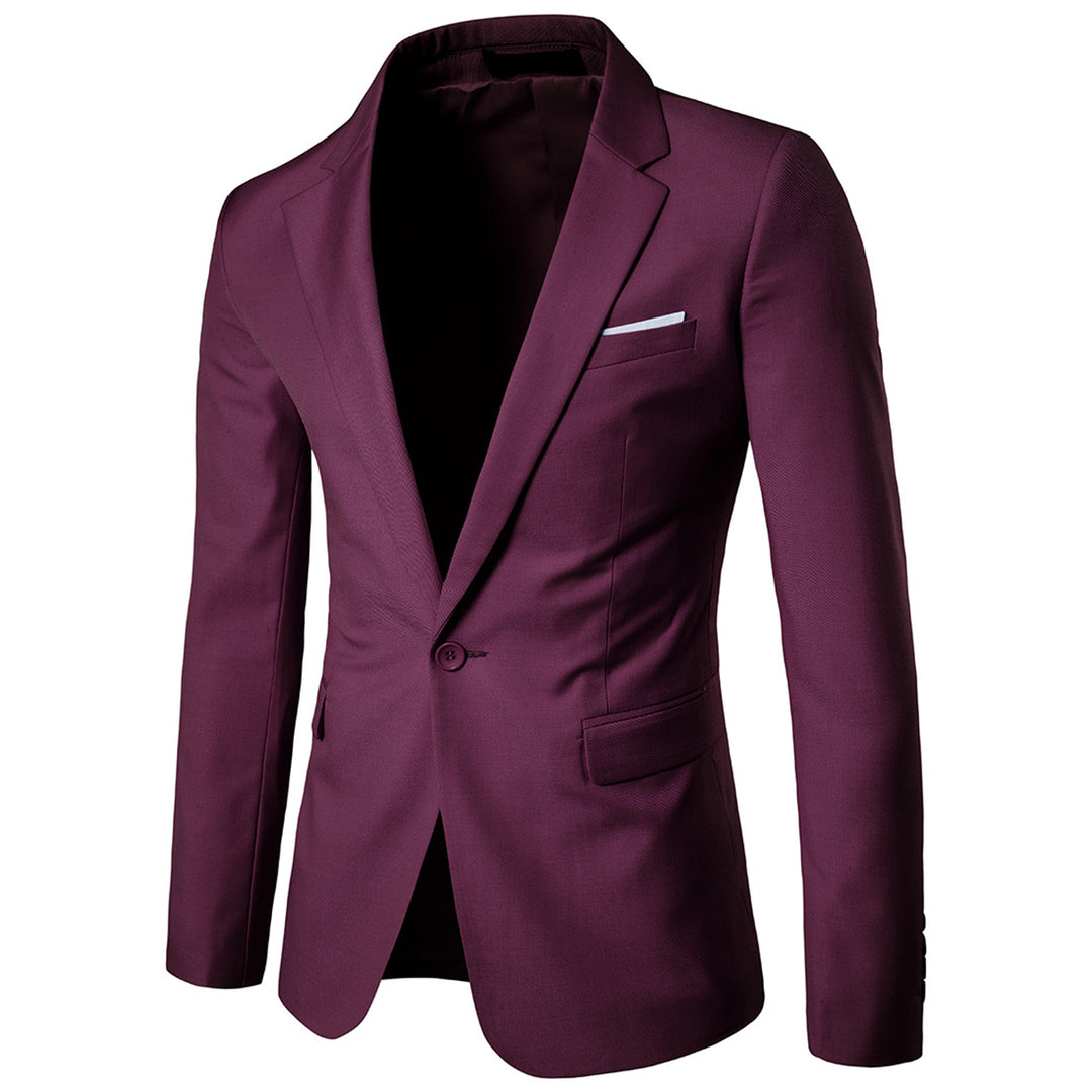 Men Blazer Jacket Slim Fit Men Coat Solid Color Single Button Spring Autumn Business Wedding Party Outerwear Image 3