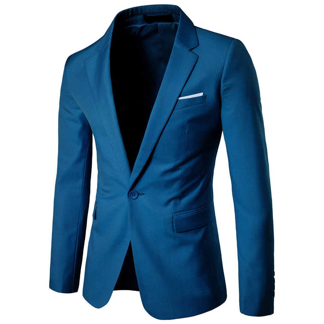 Men Blazer Jacket Slim Fit Men Coat Solid Color Single Button Spring Autumn Business Wedding Party Outerwear Image 4