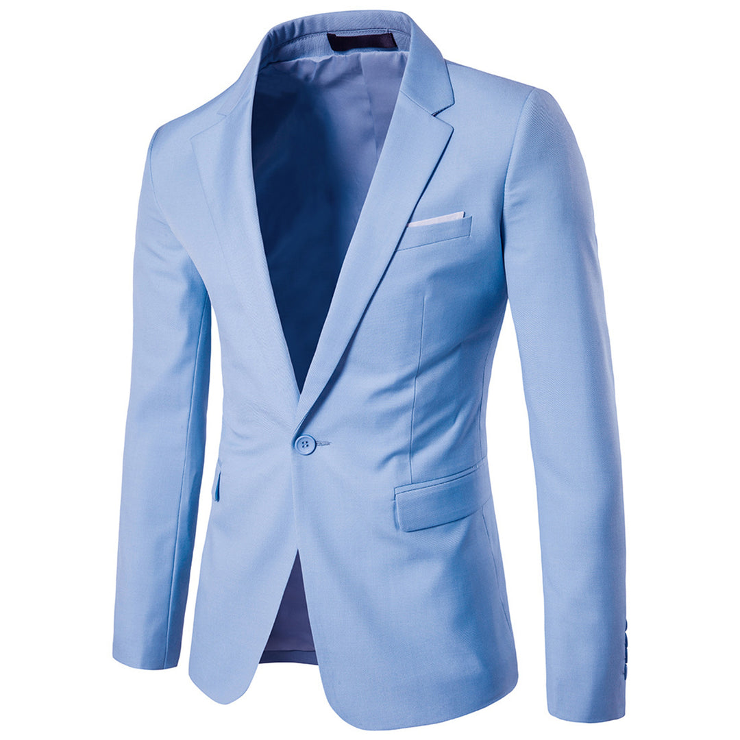 Men Blazer Jacket Slim Fit Men Coat Solid Color Single Button Spring Autumn Business Wedding Party Outerwear Image 1
