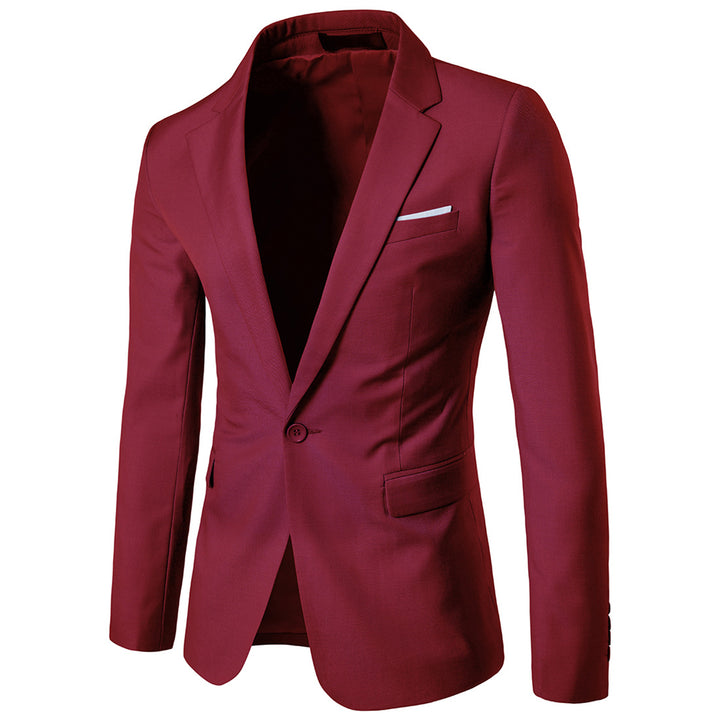 Men Blazer Jacket Slim Fit Men Coat Solid Color Single Button Spring Autumn Business Wedding Party Outerwear Image 1