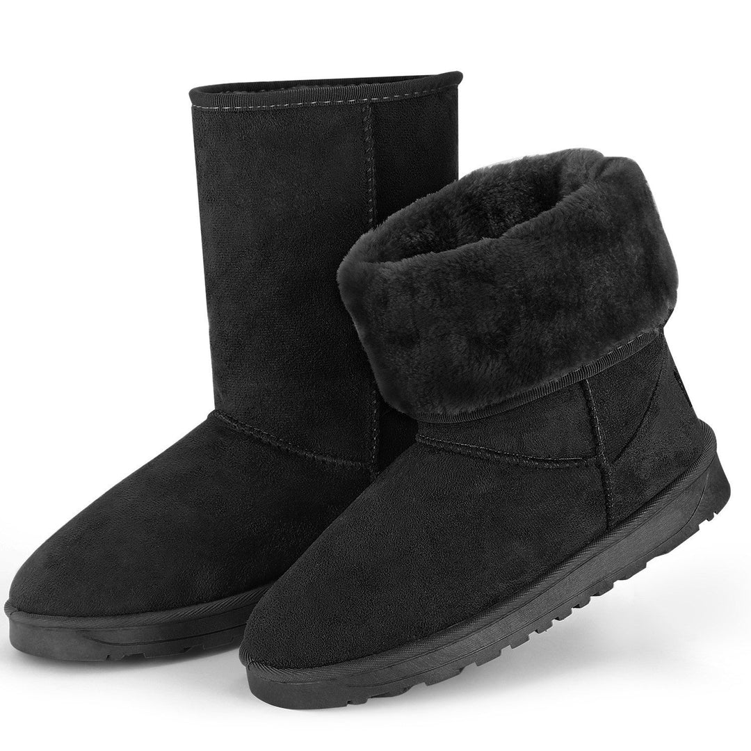 Women Snow Boots Waterproof Faux Suede Mid Calf faux Lined Warm Shoes Size 5-10 Image 1