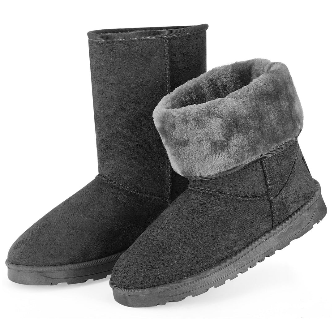 Women Ladies Snow Boots Waterproof Faux Suede Mid Calf Boots faux Warm Lining Shoes Image 1