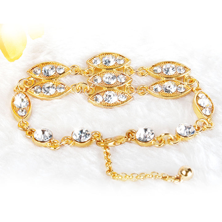 Noble Burnished Gold Bling Rhinestone Women Bracelet Image 1